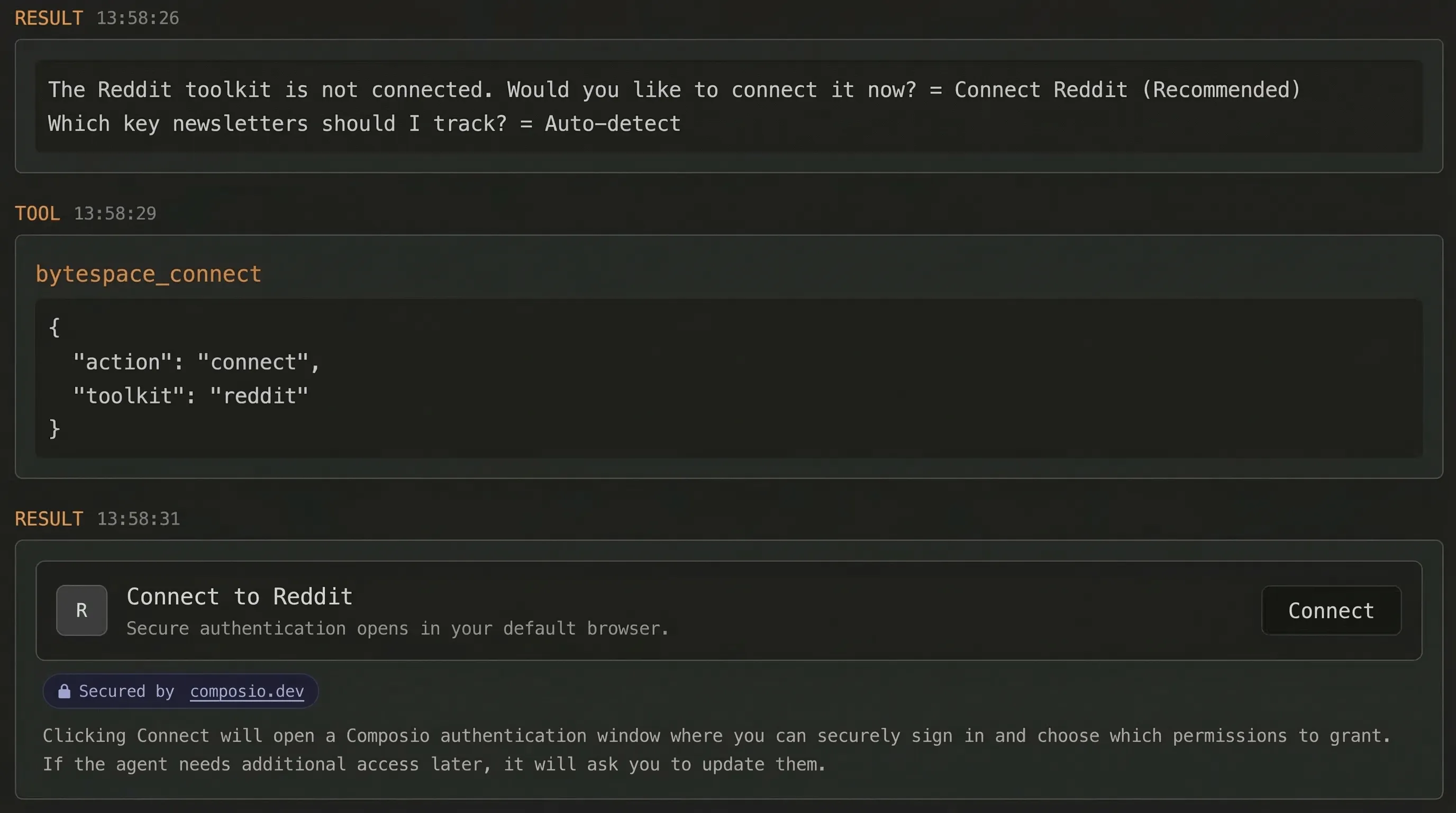 bot0 App Integrations panel showing Gmail, Google Sheets, and Reddit connected and active bot0 App Integrations panel showing Gmail, Google Sheets, and Reddit connected and active